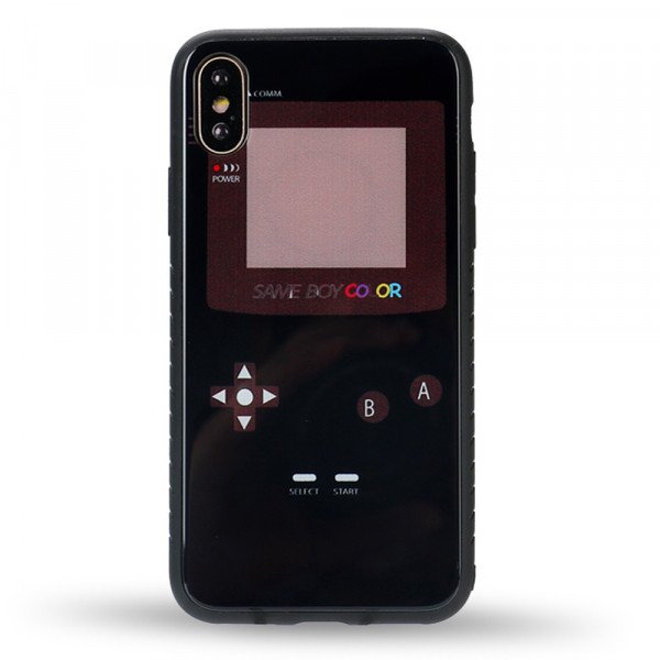 Wholesale iPhone XS / X Design Tempered Glass Hybrid Case (Game Boy)